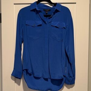 NWT Banana Republic Royal Blue Women's Button-Down silk Shirt